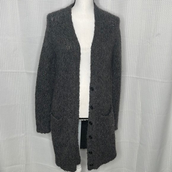 J Crew Collection Cardigan Alpaca Wool Blend Button Front Pockets Gray Sz XS - Picture 1 of 10